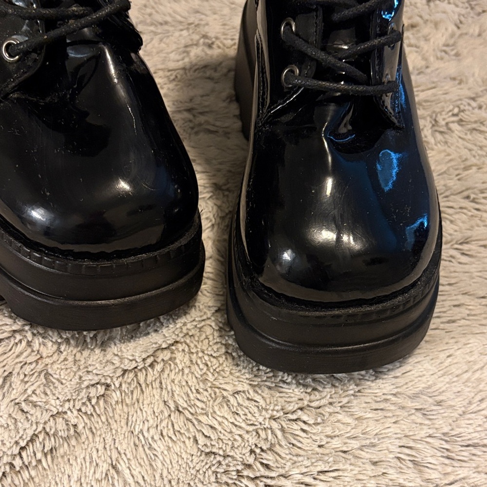 Black Patent Platform Combat Boots - Women's - Picture 4 of 6